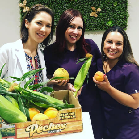 Dr. Vivian Schiedler and two more women of her staff .
