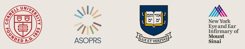 Cornell university , ASOPRS, LUX ET VERITAS, New York Eye and Ear Infirmary of Mount Sinai logos
